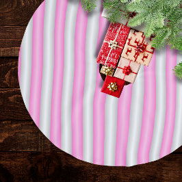 Moderne Neon-Pink-Streifen mit 3D-Effekt Polyester Weihnachtsbaumdecke