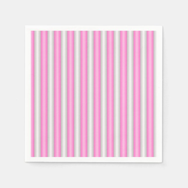 Moderne Neon-Pink-Streifen mit 3D-Effekt Serviette (Vorderseite)