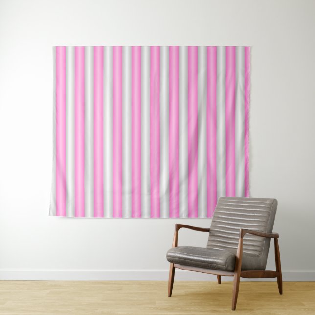 Moderne Neon-Pink-Streifen mit 3D-Effekt Wandteppich (Beispiel (Horizontal))