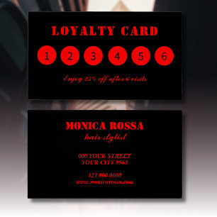 Moderne Neon Red Black Loyalty Cards