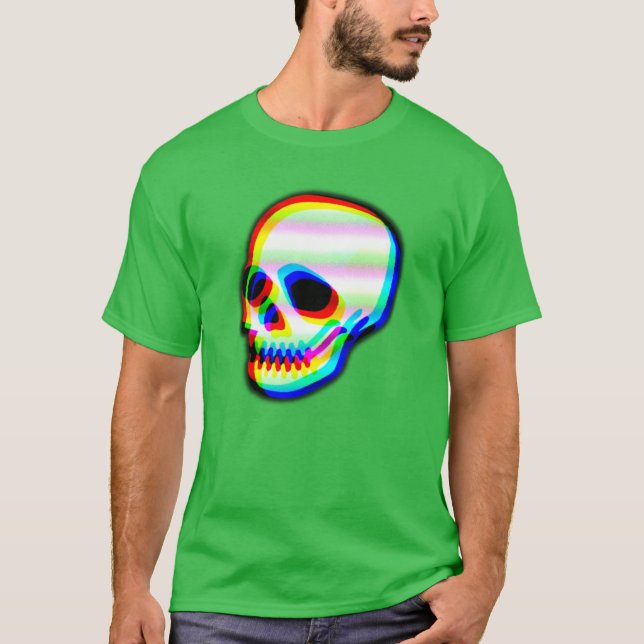 Moderne Neon Skull Illustration T-Shirt (Vorderseite)