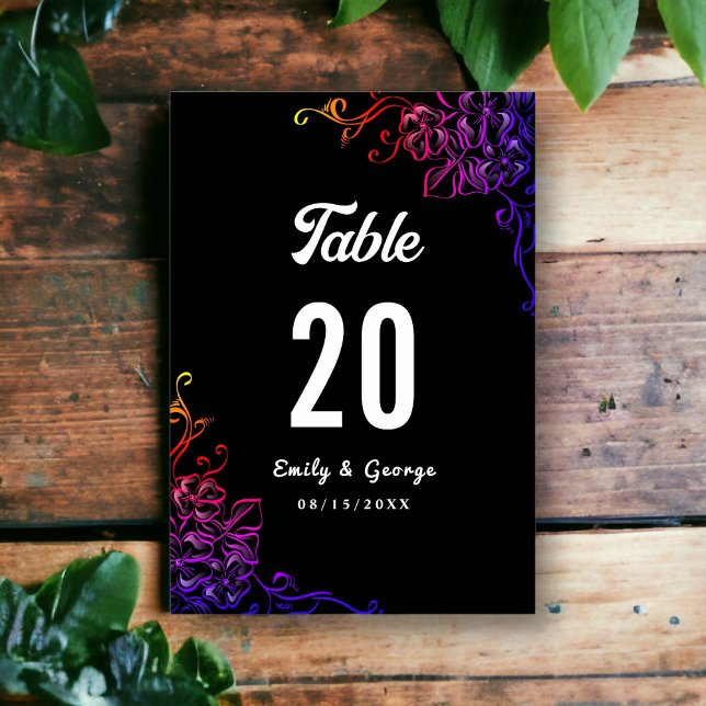 Moderne Neonfarben Rose Chic Floral Wedding Tischnummer (Von Creator hochgeladen)