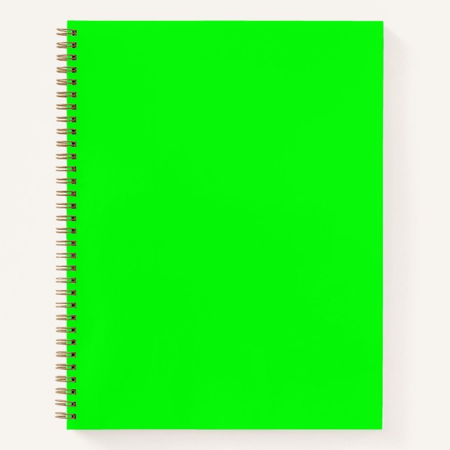Moderne Neongrün leuchtend solide Farbe coole Spir Notizbuch (Vorderseite)