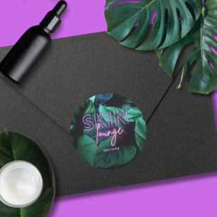 Moderne Neonrosa Skin Lounge Business Runder Aufkleber