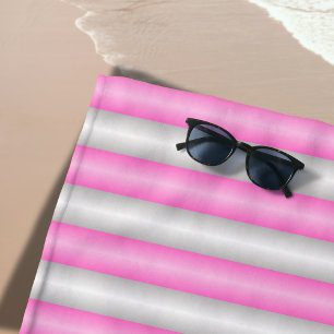 Moderne Neonrosa-Streifen mit 3D-Effekt Strandtuch