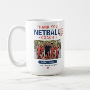 Moderne Netball-Mannschaftsfoto Coach Danke Kaffeetasse
