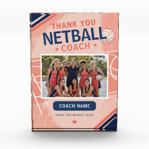 Moderne Netball-Mannschaftsfoto Coach Fotoblock