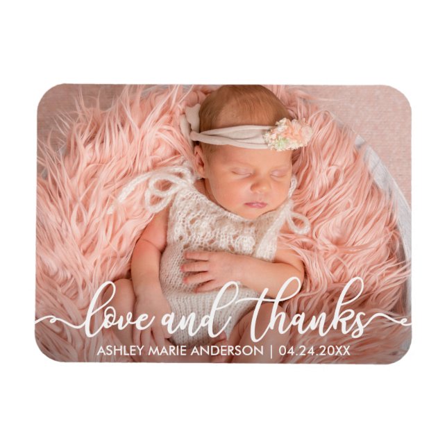 Moderne neue Baby-Liebe und Dank Foto Whit Magnet (Horizontal)