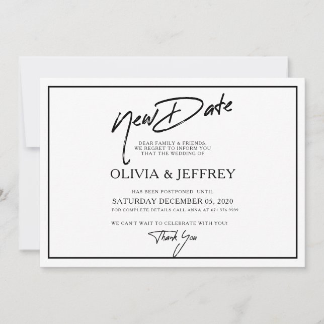 Moderne neue Date Wedding Flat Save the Date Card (Vorderseite)