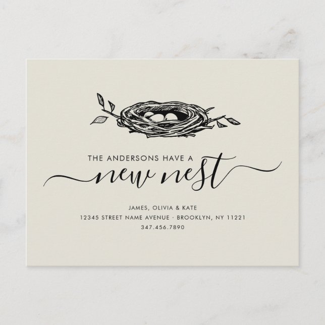Moderne neue Nest-Zuhause - Adressenänderung Ankündigungspostkarte (Vorderseite)