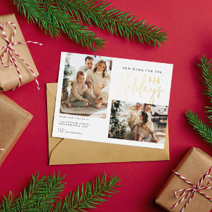 Moderne neue Zuhause für die Ferien zwei Fotos in  Folien Feiertagspostkarte