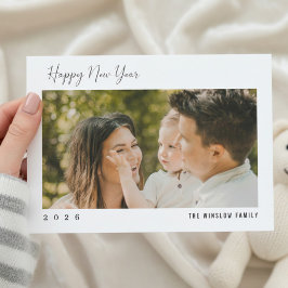 Moderne Neujahrsgrußkarte mit einem Foto Feiertagskarte