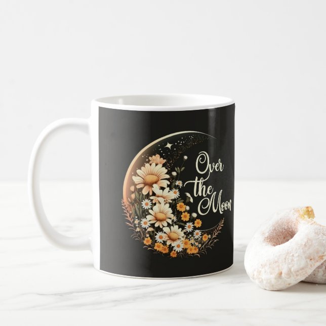 Moderne Neutral über den Mond Kaffeetasse (Mit Donut)