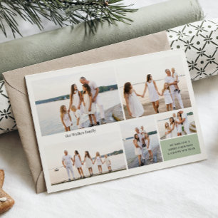 Moderne neutrale 5-Foto-Elegant-Doppelseitig Feiertagskarte