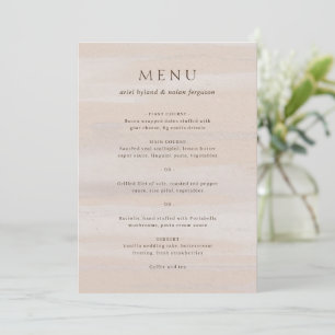 Moderne neutrale Aquarell elegante Hochzeit Menükarte