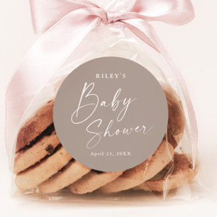 Moderne, neutrale Babydusche für das Skriptgeschle Runder Aufkleber