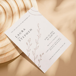 Moderne, neutrale Beige Botanische Hochzeit Einladung