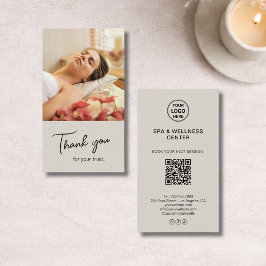 Moderne neutrale beige-Spa-Wellness-Dankeskarten Visitenkarte
