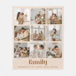 Moderne neutrale Fotocollage-Familiennamen Fleecedecke