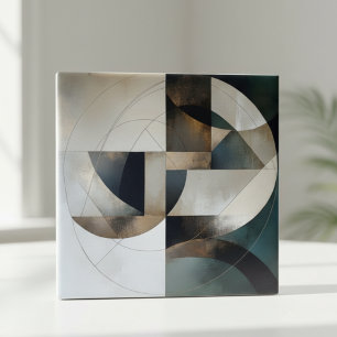 Moderne neutrale goldene geometrische Abstraktion Fliese