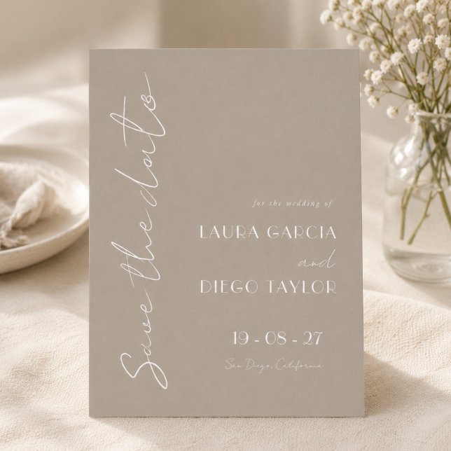 Moderne neutrale Hochzeit Save The Date (Von Creator hochgeladen)