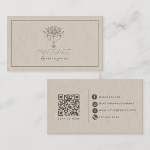 Moderne neutrale Massagetherapeutin Lotusblüte Visitenkarte