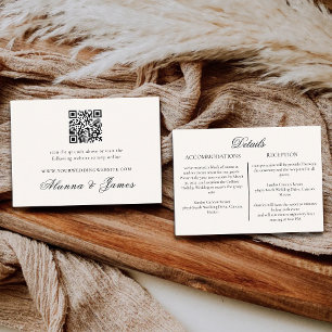 Moderne neutrale QR-Code-Hochzeitsdetails & RSVP Begleitkarte