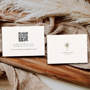 Moderne neutrale QR-Code-Hochzeitsdetails & RSVP Begleitkarte