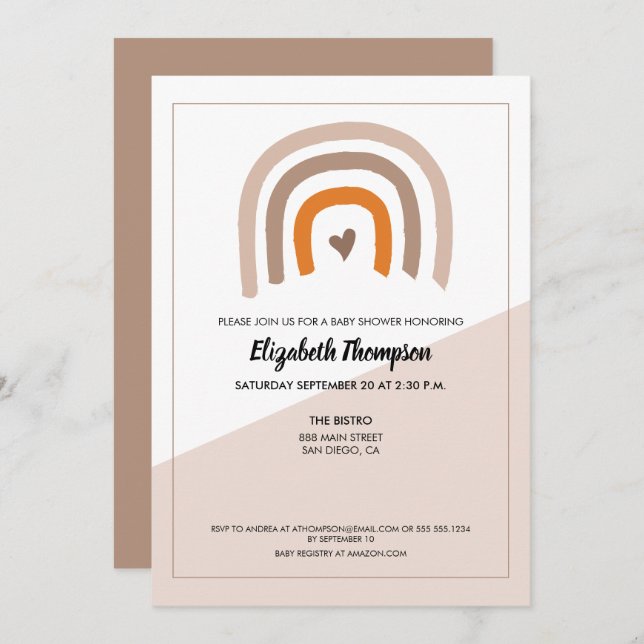 Moderne neutrale Rainbow Baby Shower Invitati Einladung (Vorne/Hinten)