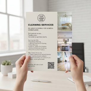 Moderne neutrale Reinigungsdienstleistungen Foto-L Flyer