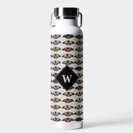 Moderne neutrale Schmetterlinge Gartenmuster-Monog Trinkflasche