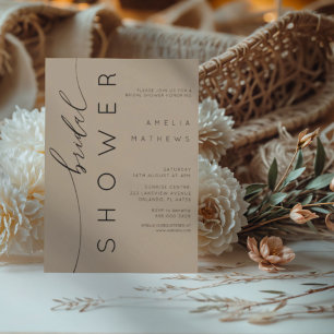 Moderne neutrale Tan & Typografie Brautparty Einladung