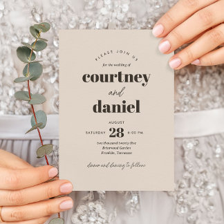 Moderne, neutrale, trendige Mix-Hochzeit Einladung