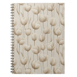 Moderne neutrale Tulpe Elfenbein Blumenmuster Notizblock