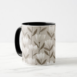 Moderne neutrale Tulpe Elfenbein Blumenmuster Tasse