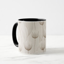 Moderne neutrale Tulpe Elfenbein Blumenmuster Tasse
