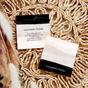 Moderne neutrale Wasserfarbenwasche mit schwarzer Quadratische Visitenkarte