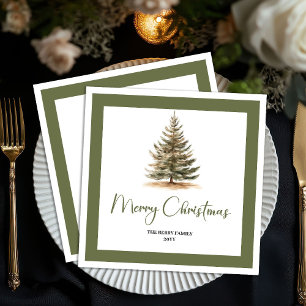 Moderne neutrale Weihnachtsbaum-Familien-Serviette Serviette