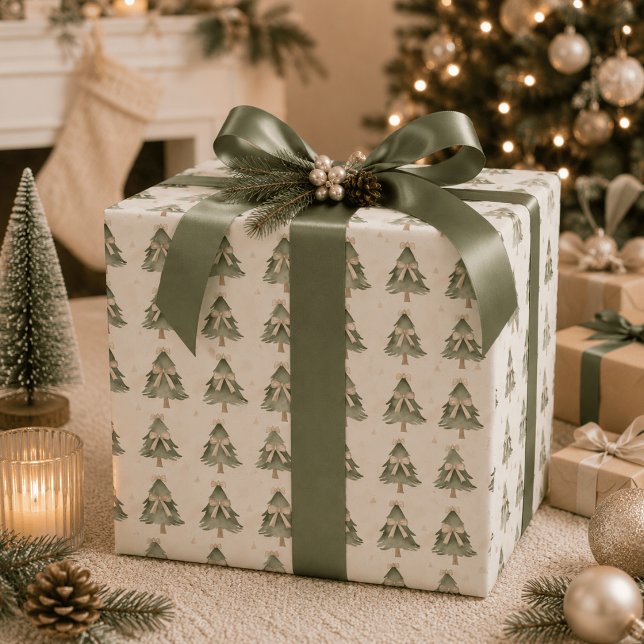 Moderne neutrale Weihnachtsbaum-Verpackungspapier Geschenkpapier (Von Creator hochgeladen)