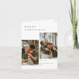Moderne neutrale Weihnachtsfamilienfoto gefaltet Feiertagskarte