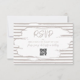 Moderne, neutrale, weiße Streifen RSVP Karte