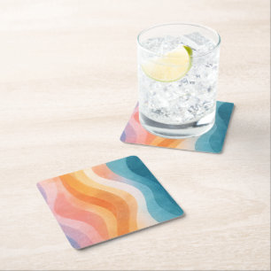 Moderne neutrale Wellen-Papier-Unterlage · Minimal Rechteckiger Pappuntersetzer