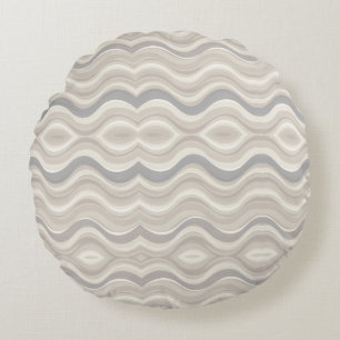 Moderne neutrale wellige abstrakte Muster Rundes Kissen