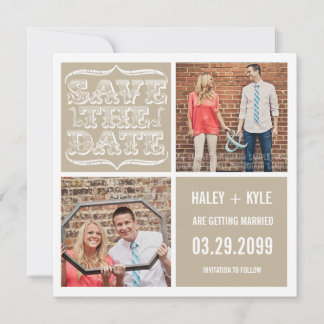 Moderne NEUTRALS Save the Date Square Foto Cards Einladung