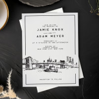 Moderne New York City Brooklyn Sketch Wedding