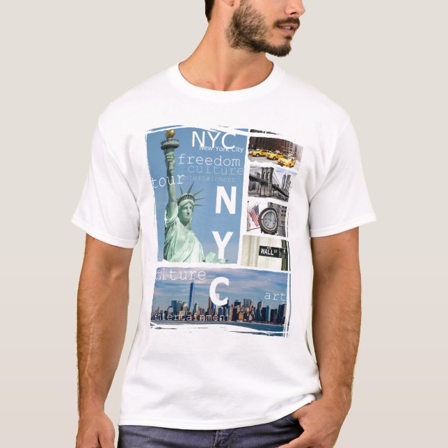 Moderne New York City Manhattan Nyc Liberty Statue T-Shirt (Vorderseite)