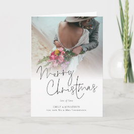 Moderne Newlyweds Frohe Weihnachts-Foto geklappt Karte