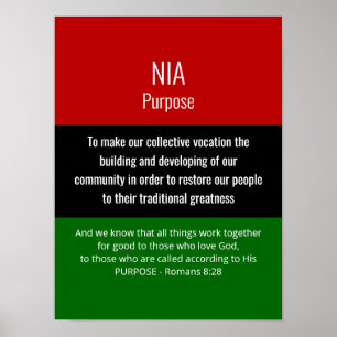 Moderne NIA Purpose Römer 8 28 Christlich Kwanzaa Poster