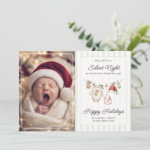 Moderne Nicht so Stille Nacht Wäscheleine Baby-Fot Feiertagskarte