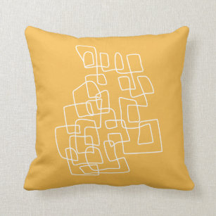 Moderne Niedlich gelbe Abstrakte Linie Kunst  Kissen